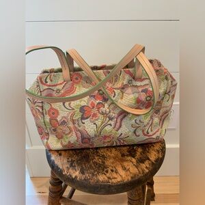 Vintage Cristian Leather Floral Patterned Women's Bag